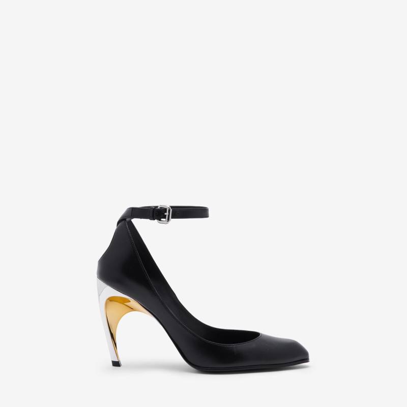 Alexander McQueen Women's Black Armadillo Ankle Strap Pump - 11 (Sheepskin)